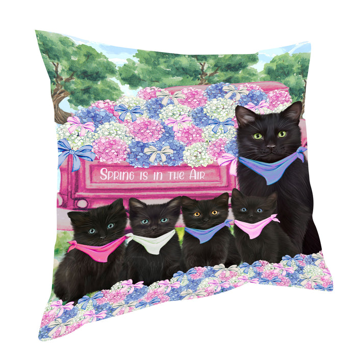Black Cats Pillow: Cushion for Sofa Couch Bed Throw Pillows, Personalized, Explore a Variety of Designs, Custom, Pet and Cat Lovers Gift