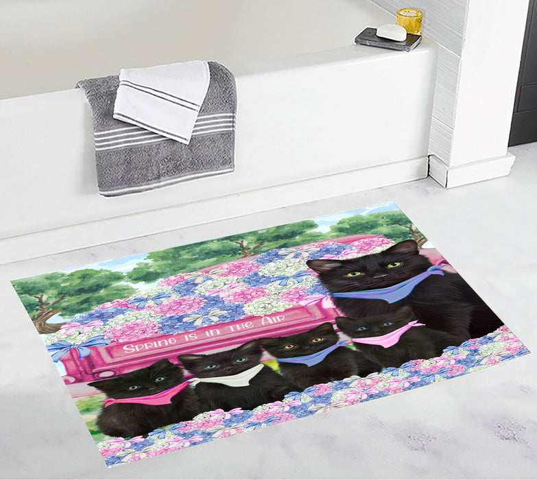 Black Cats Anti-Slip Bath Mat, Explore a Variety of Designs, Soft and Absorbent Bathroom Rug Mats, Personalized, Custom, Cat and Pet Lovers Gift