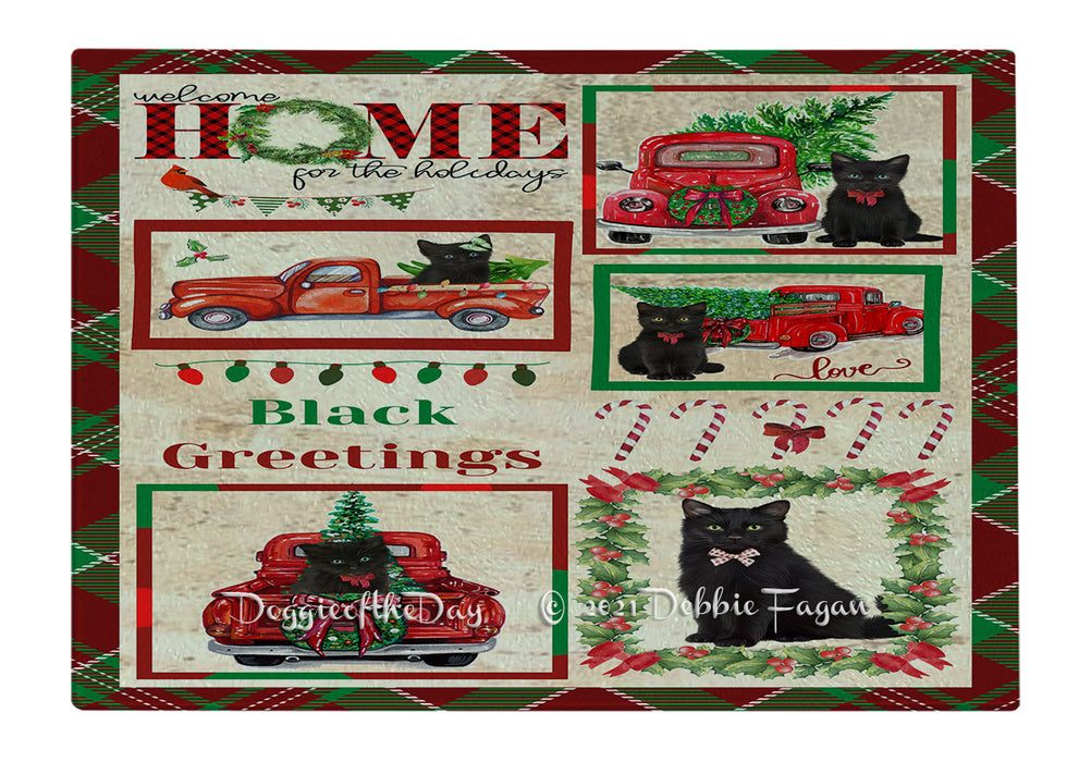 Welcome Home for Christmas Holidays Black Cats Cutting Board - Easy Grip Non-Slip Dishwasher Safe Chopping Board Vegetables C78880