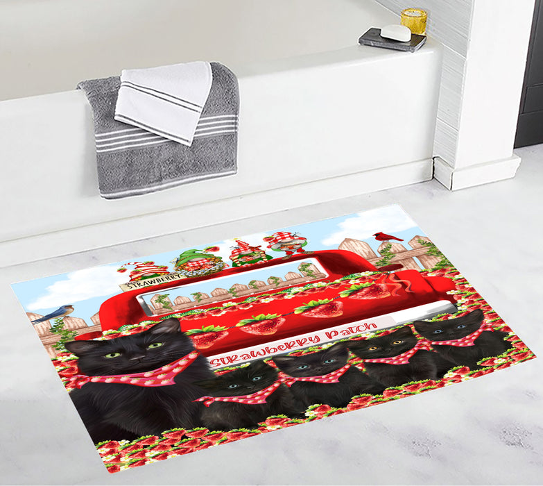 Black Cats Bath Mat: Non-Slip Bathroom Rug Mats, Custom, Explore a Variety of Designs, Personalized, Gift for Pet and Cat Lovers