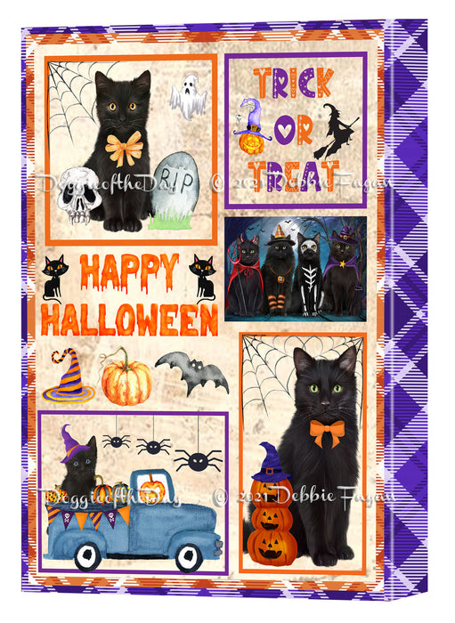 Happy Halloween Trick or Treat Black Cats Canvas Wall Art Decor - Premium Quality Canvas Wall Art for Living Room Bedroom Home Office Decor Ready to Hang CVS150290