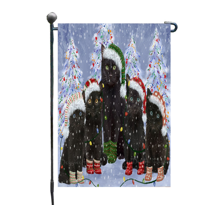 Christmas Lights and Black Cats Garden Flags- Outdoor Double Sided Garden Yard Porch Lawn Spring Decorative Vertical Home Flags 12 1/2"w x 18"h
