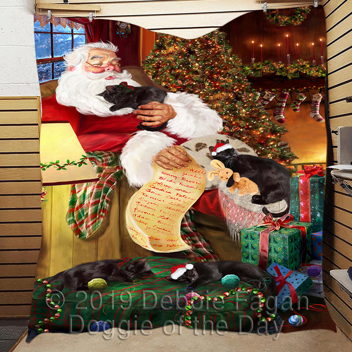 Santa Sleeping with Black Cats Quilt