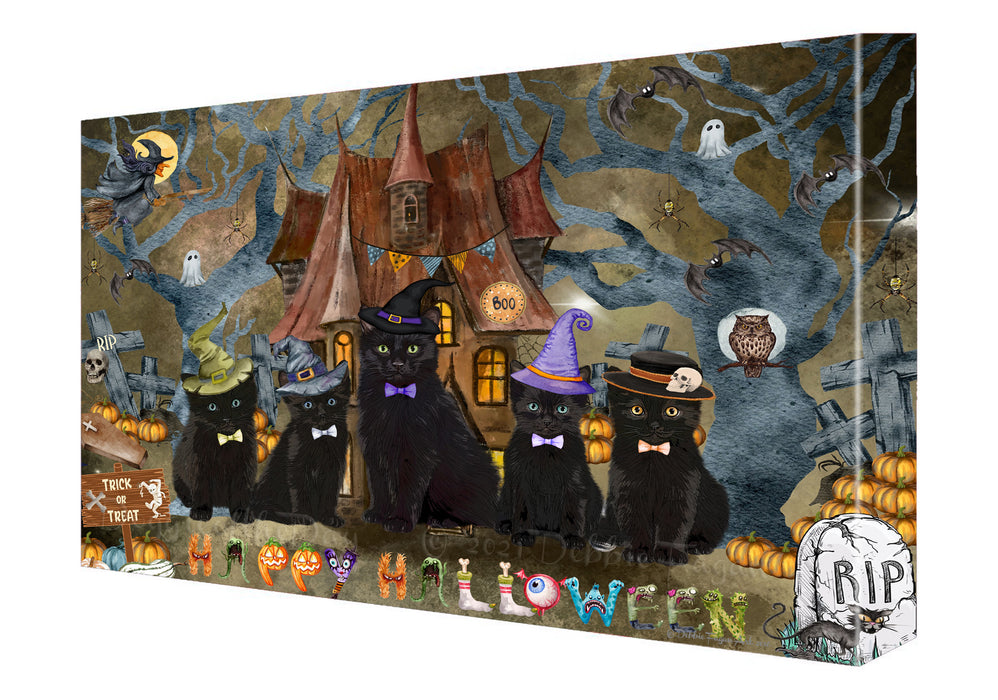 Black Cats Canvas: Explore a Variety of Designs, Custom, Digital Art Wall Painting, Personalized, Ready to Hang Halloween Room Decor, Pet Gift for Cat Lovers