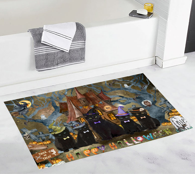 Black Cats Anti-Slip Bath Mat, Explore a Variety of Designs, Soft and Absorbent Bathroom Rug Mats, Personalized, Custom, Cat and Pet Lovers Gift