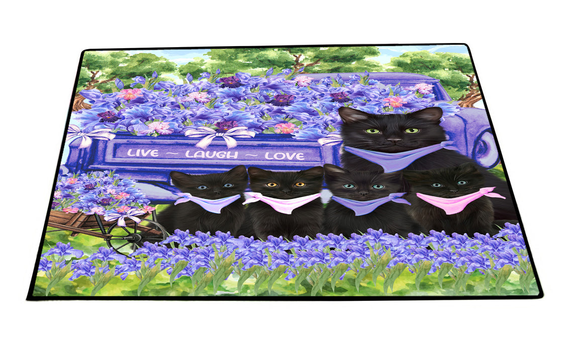 Black Cats Floor Mat: Explore a Variety of Designs, Custom, Personalized, Anti-Slip Door Mats for Indoor and Outdoor, Gift for Cat and Pet Lovers