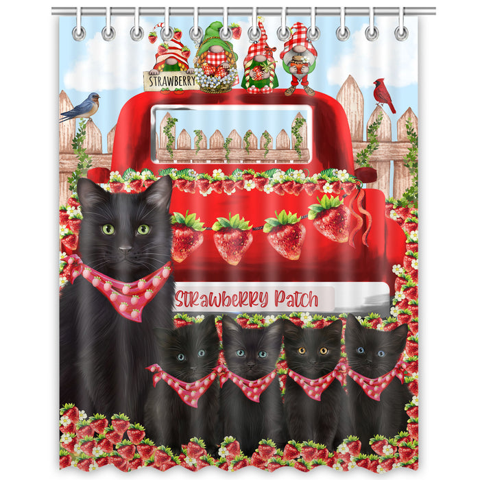 Black Cats Shower Curtain, Personalized Bathtub Curtains for Bathroom Decor with Hooks, Explore a Variety of Designs, Custom, Pet Gift for Cat Lovers