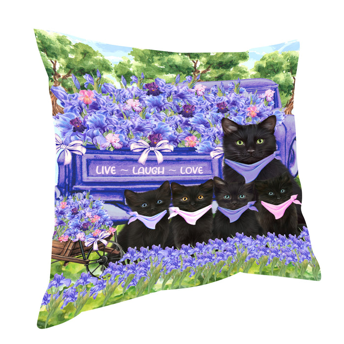 Black Cats Throw Pillow: Explore a Variety of Designs, Cushion Pillows for Sofa Couch Bed, Personalized, Custom, Cat Lover's Gifts