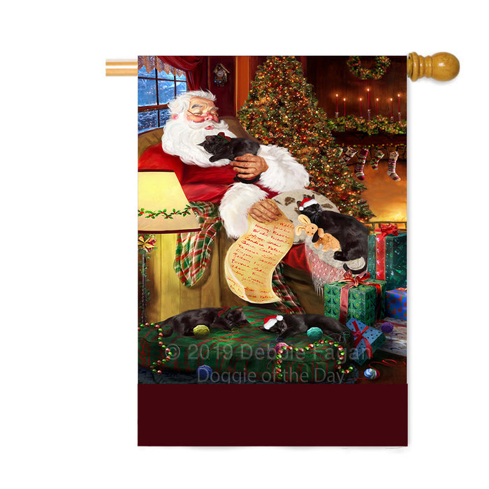 Personalized Black Cats and Kittens Sleeping with Santa Custom House Flag FLG-DOTD-A62658