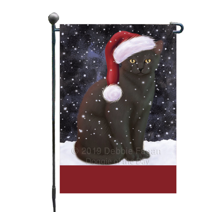 Personalized Let It Snow Happy Holidays Black Cat Custom Garden Flags GFLG-DOTD-A62265