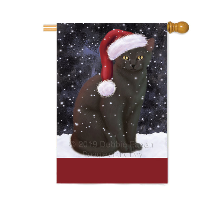 Personalized Let It Snow Happy Holidays Black Cat Custom House Flag FLG-DOTD-A62321