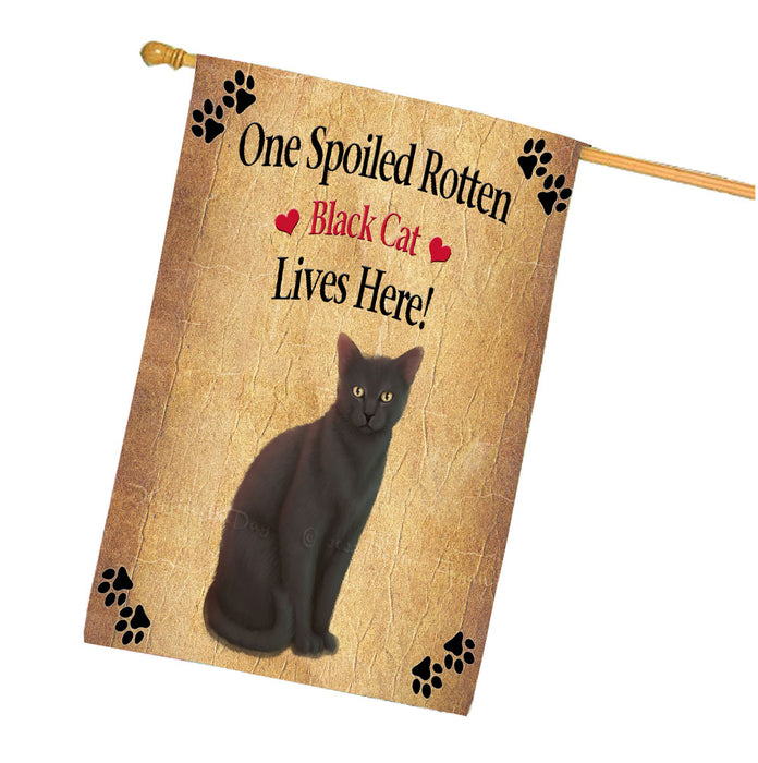 Spoiled Rotten Black Cat House Flag Outdoor Decorative Double Sided Pet Portrait Weather Resistant Premium Quality Animal Printed Home Decorative Flags 100% Polyester FLG68204