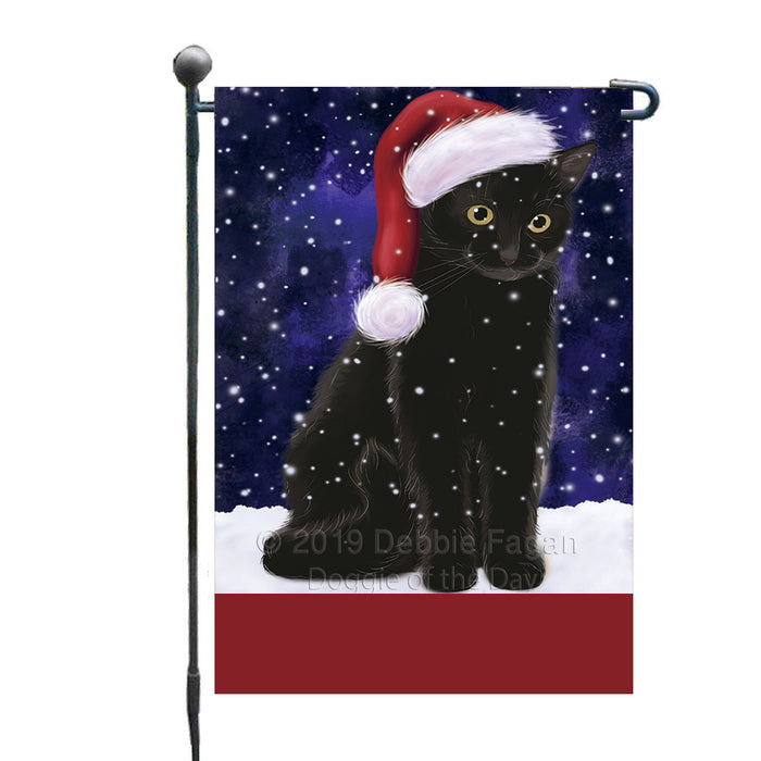 Personalized Let It Snow Happy Holidays Black Cat Custom Garden Flags GFLG-DOTD-A62266