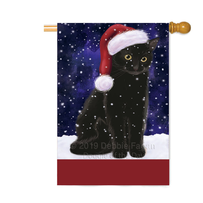 Personalized Let It Snow Happy Holidays Black Cat Custom House Flag FLG-DOTD-A62322