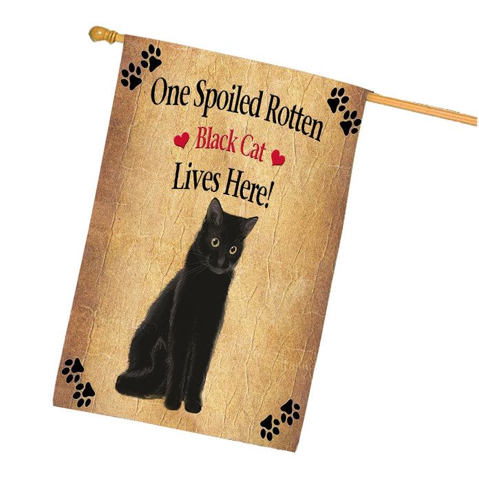 Spoiled Rotten Black Cat House Flag Outdoor Decorative Double Sided Pet Portrait Weather Resistant Premium Quality Animal Printed Home Decorative Flags 100% Polyester FLG68206