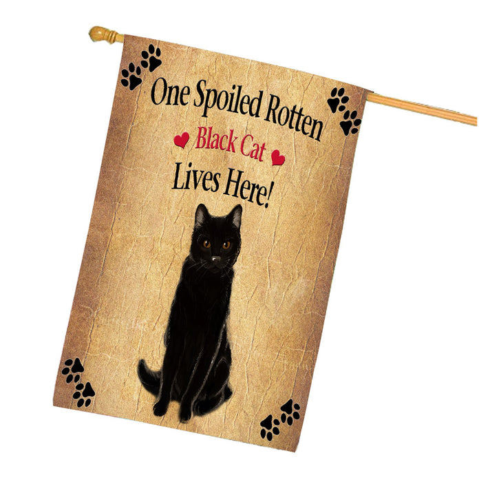 Spoiled Rotten Black Cat House Flag Outdoor Decorative Double Sided Pet Portrait Weather Resistant Premium Quality Animal Printed Home Decorative Flags 100% Polyester FLG68205