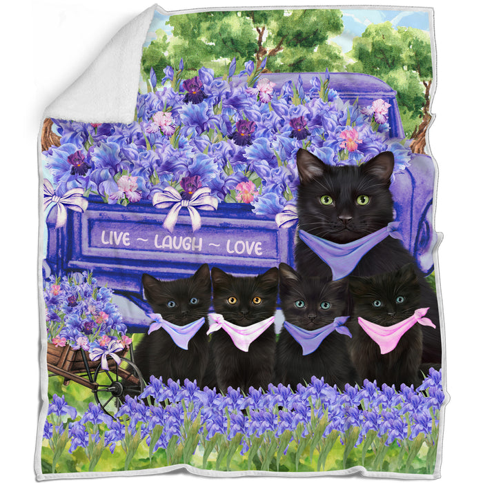 Black Blanket: Explore a Variety of Designs, Custom, Personalized, Cozy Sherpa, Fleece and Woven, Cat Gift for Pet Lovers