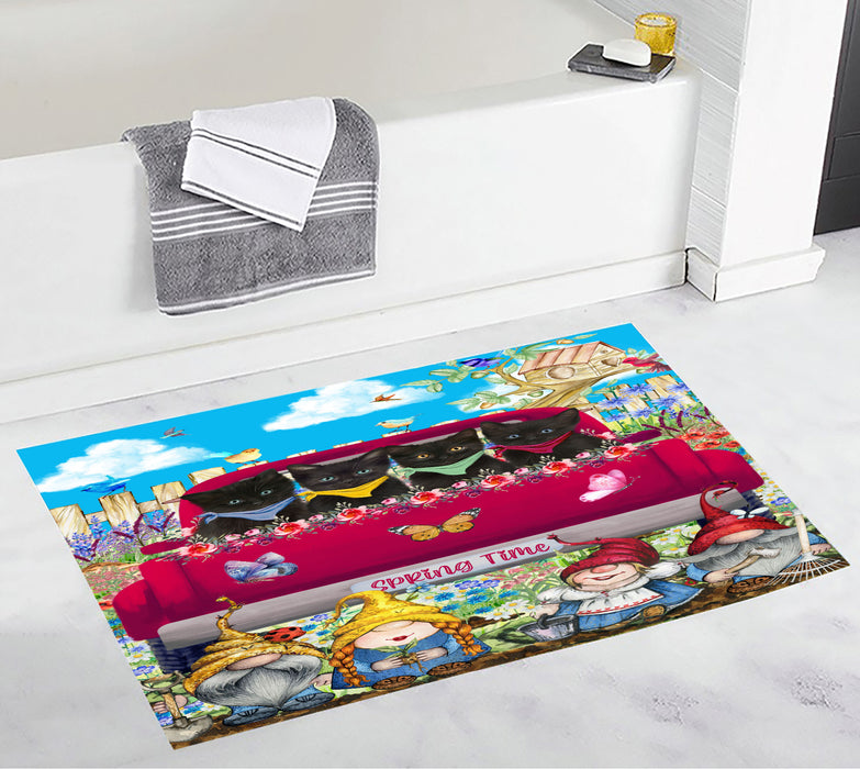 Black Cats Custom Bath Mat, Explore a Variety of Personalized Designs, Anti-Slip Bathroom Pet Rug Mats, Cat Lover's Gifts