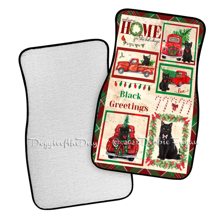 Welcome Home for Christmas Holidays Black Cats Polyester Anti-Slip Vehicle Carpet Car Floor Mats CFM48292