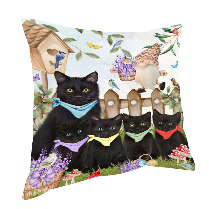 Black Cats Throw Pillow, Explore a Variety of Custom Designs, Personalized, Cushion for Sofa Couch Bed Pillows, Pet Gift for Cat Lovers
