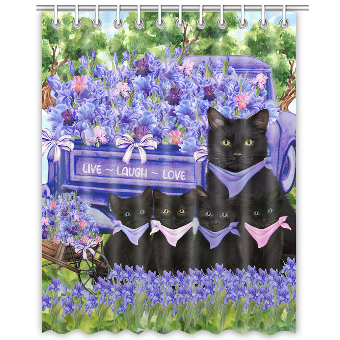 Black Cats Shower Curtain: Explore a Variety of Designs, Personalized, Custom, Waterproof Bathtub Curtains for Bathroom Decor with Hooks, Pet Gift for Cat Lovers