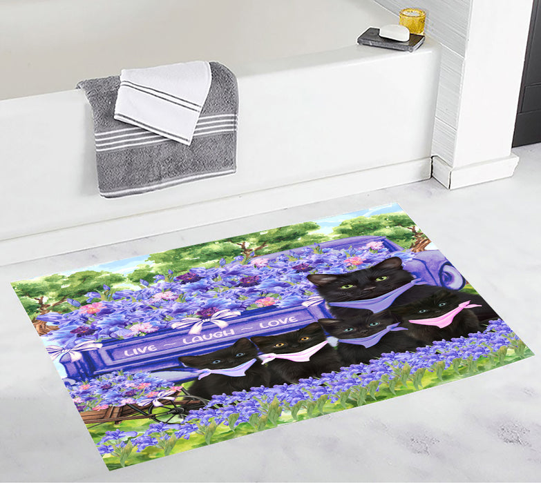 Black Cats Bath Mat: Explore a Variety of Designs, Custom, Personalized, Non-Slip Bathroom Floor Rug Mats, Gift for Cat and Pet Lovers