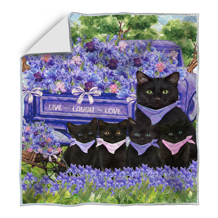 Black Cats Bedspread Quilt, Bedding Coverlet Quilted, Explore a Variety of Designs, Personalized, Custom, Cat Gift for Pet Lovers