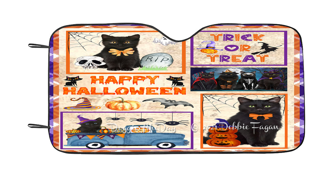 Happy Halloween Trick or Treat Black Cats Car Sun Shade Cover Curtain