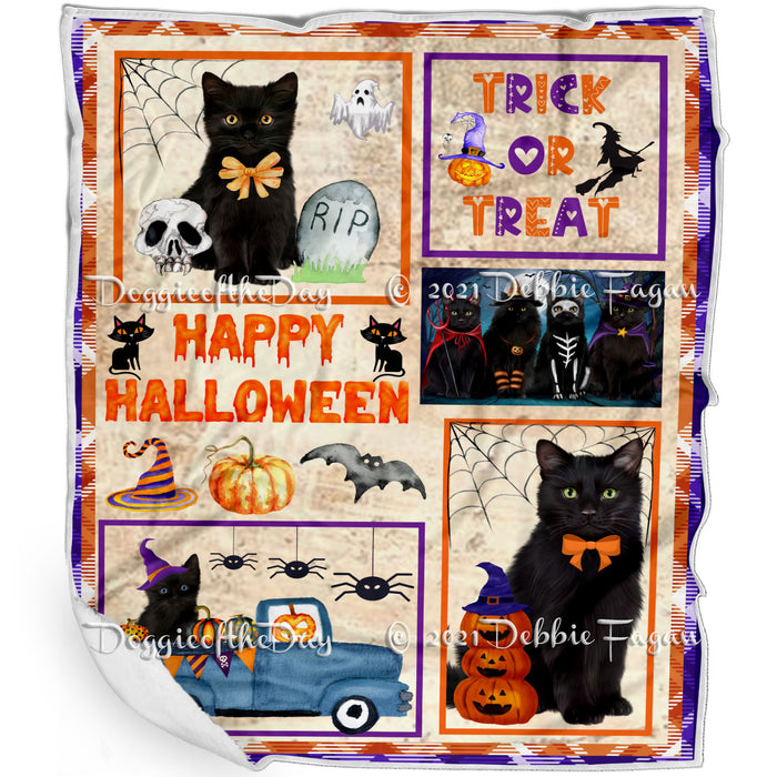 Happy Halloween Trick or Treat Black Cats Blanket BLNKT143723