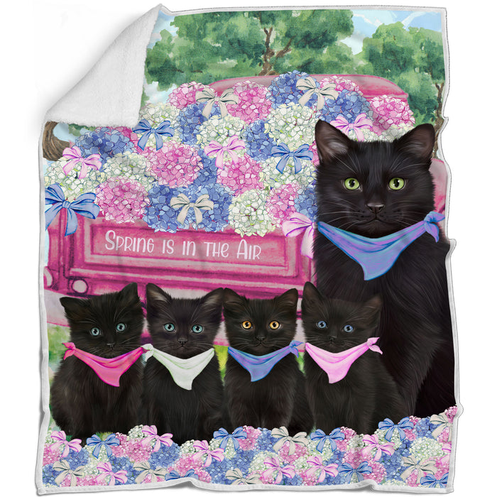 Black Blanket: Explore a Variety of Custom Designs, Bed Cozy Woven, Fleece and Sherpa, Personalized Cat Gift for Pet Lovers