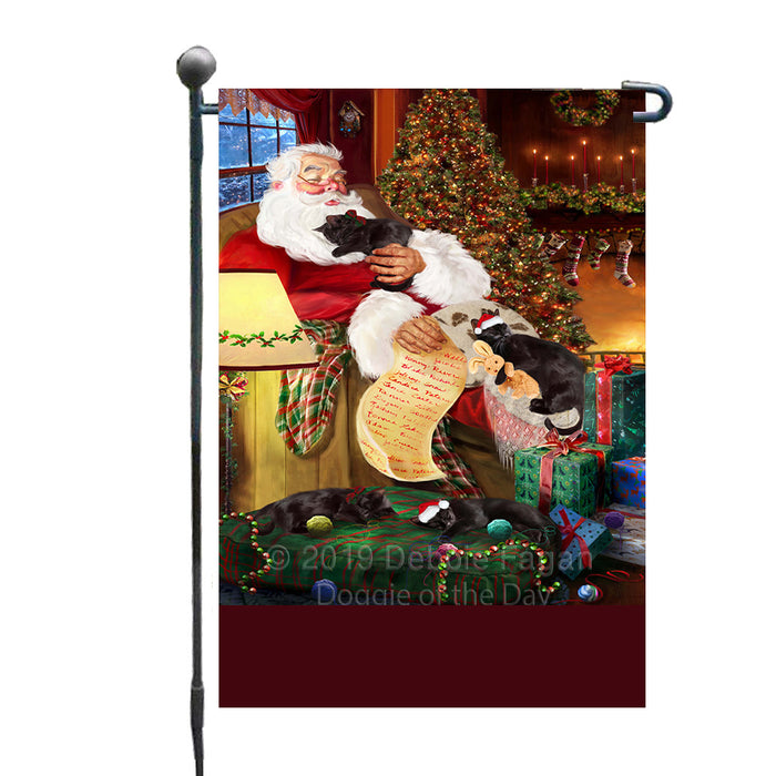 Personalized Black Cats and Kittens Sleeping with Santa Custom Garden Flags GFLG-DOTD-A62602