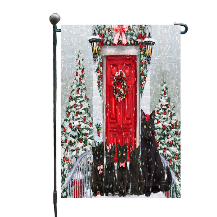 Christmas Holiday Welcome Black Cats Garden Flags- Outdoor Double Sided Garden Yard Porch Lawn Spring Decorative Vertical Home Flags 12 1/2"w x 18"h