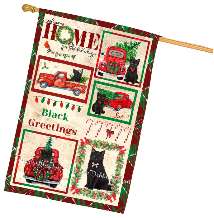 Welcome Home for Christmas Holidays Black Cats House flag FLG66989