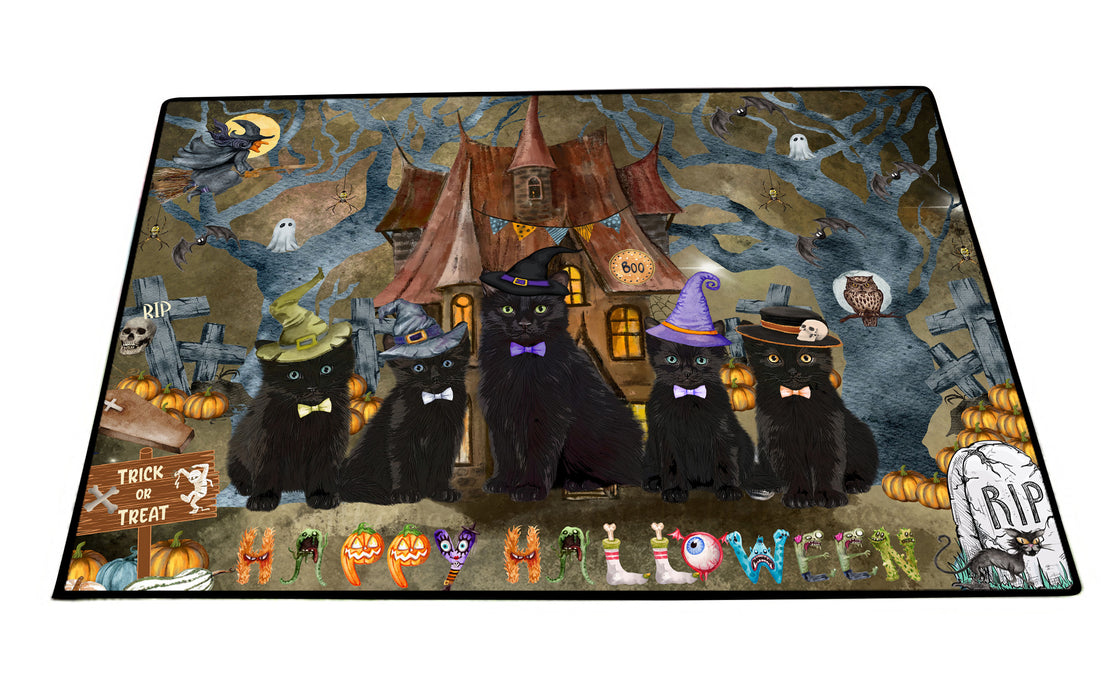 Black Cats Floor Mat: Explore a Variety of Designs, Custom, Personalized, Anti-Slip Door Mats for Indoor and Outdoor, Gift for Cat and Pet Lovers