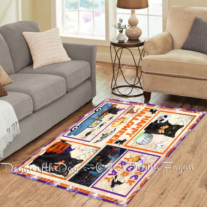 Happy Halloween Trick or Treat Black Cats Polyester Living Room Carpet Area Rug ARUG65487