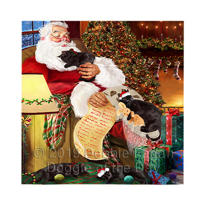 Santa Sleeping with Black Cats Square Towel 