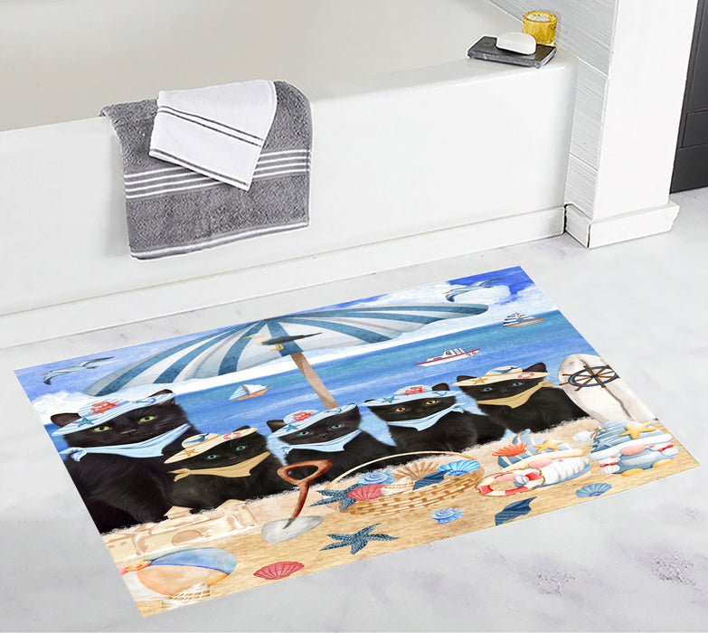 Black Cats Custom Bath Mat, Explore a Variety of Personalized Designs, Anti-Slip Bathroom Pet Rug Mats, Cat Lover's Gifts