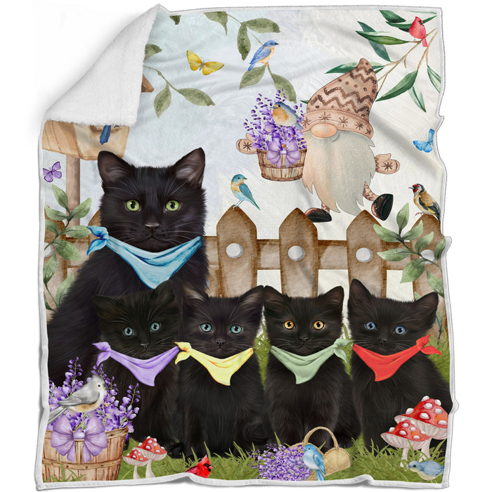 Black Bed Blanket, Explore a Variety of Designs, Custom, Soft and Cozy, Personalized, Throw Woven, Fleece and Sherpa, Gift for Pet and Cat Lovers