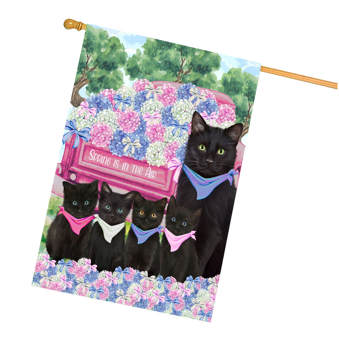 Black Cats House Flag: Explore a Variety of Personalized Designs, Double-Sided, Weather Resistant, Custom, Home Outside Yard Decor for Cat and Pet Lovers