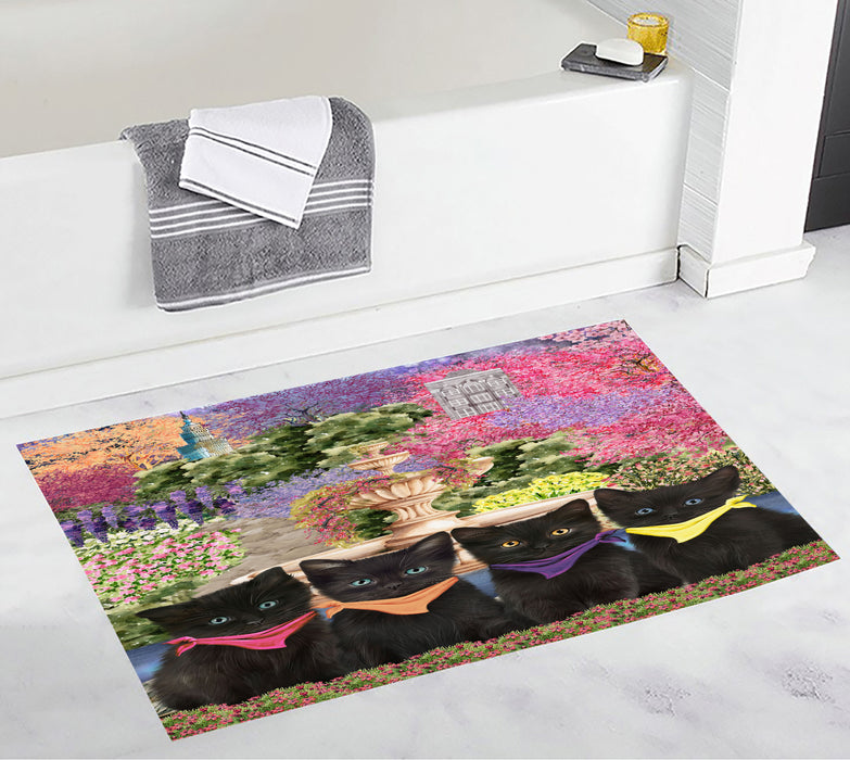 Black Cats Anti-Slip Bath Mat, Explore a Variety of Designs, Soft and Absorbent Bathroom Rug Mats, Personalized, Custom, Cat and Pet Lovers Gift