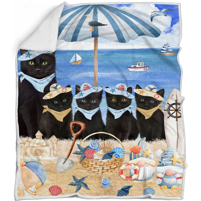 Black Blanket: Explore a Variety of Personalized Designs, Bed Cozy Sherpa, Fleece and Woven, Custom Cat Gift for Pet Lovers