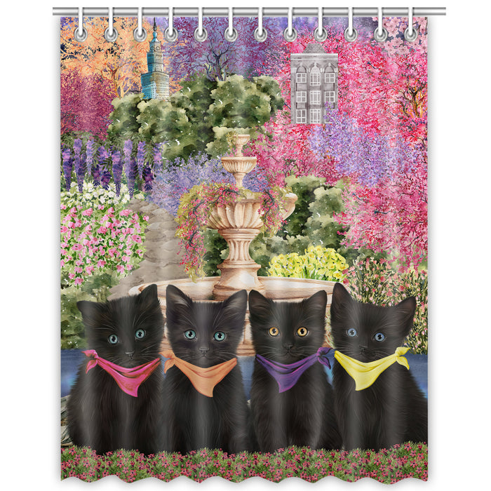 Black Cats Shower Curtain, Explore a Variety of Custom Designs, Personalized, Waterproof Bathtub Curtains with Hooks for Bathroom, Gift for Cat and Pet Lovers