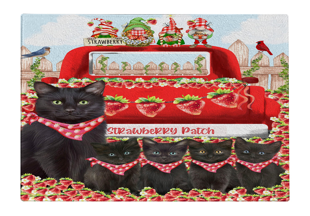 Black Cats Cutting Board, Explore a Variety of Designs, Custom, Personalized, Kitchen Tempered Glass Chopping Meats, Vegetables, Cat Gift for Pet Lovers