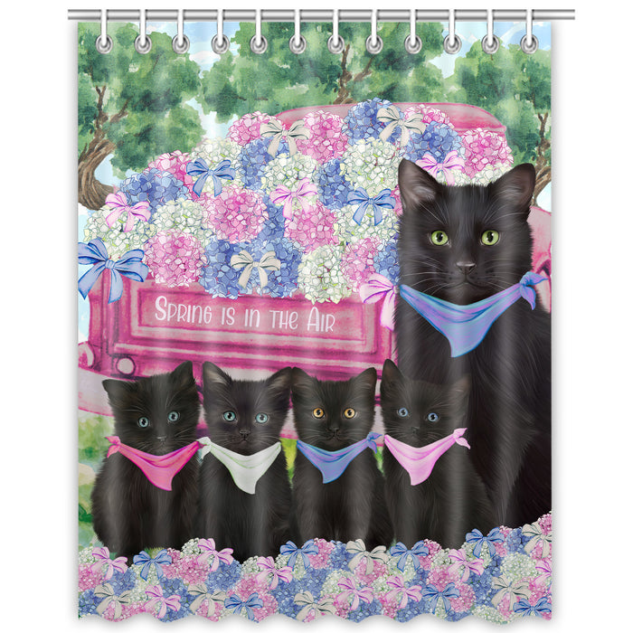 Black Cats Shower Curtain, Explore a Variety of Personalized Designs, Custom, Waterproof Bathtub Curtains with Hooks for Bathroom, Cat Gift for Pet Lovers