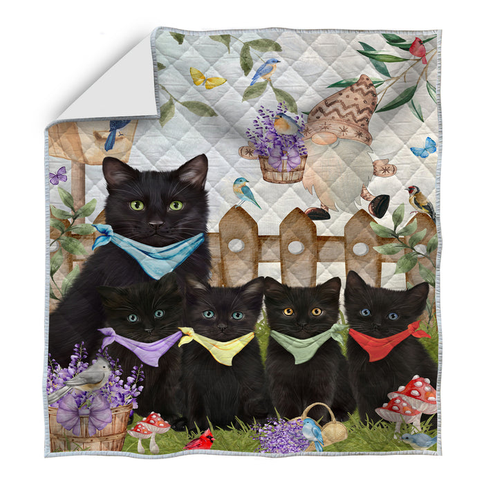 Black Cats Bed Quilt, Explore a Variety of Designs, Personalized, Custom, Bedding Coverlet Quilted, Pet and Cat Lovers Gift