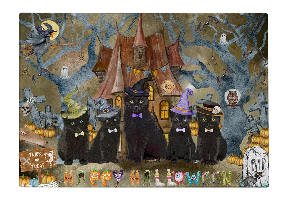 Black Cats Cutting Board: Explore a Variety of Designs, Personalized, Custom, Kitchen Tempered Glass Scratch and Stain Resistant, Halloween Gift for Pet and Cat Lovers