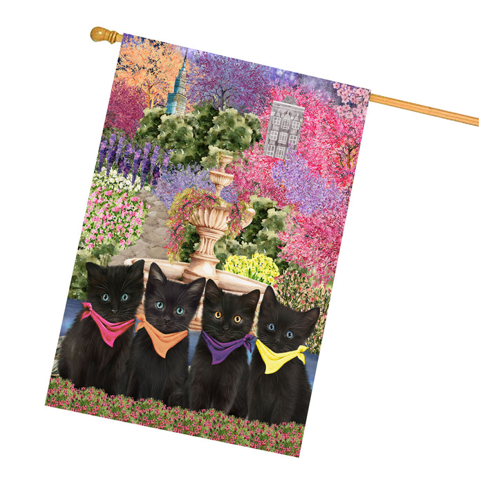 Black Cats House Flag: Explore a Variety of Designs, Weather Resistant, Double-Sided, Custom, Personalized, Home Outdoor Yard Decor for Cat and Pet Lovers