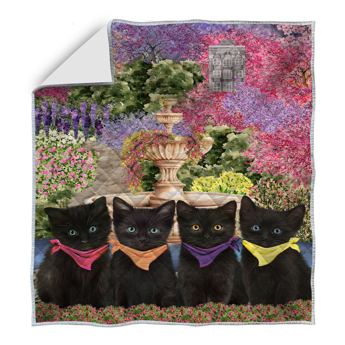Black Cats Bedding Quilt, Bedspread Coverlet Quilted, Explore a Variety of Designs, Custom, Personalized, Pet Gift for Cat Lovers