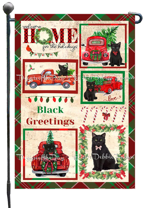 Welcome Home for Christmas Holidays Black Cats Garden Flag GFLG66984
