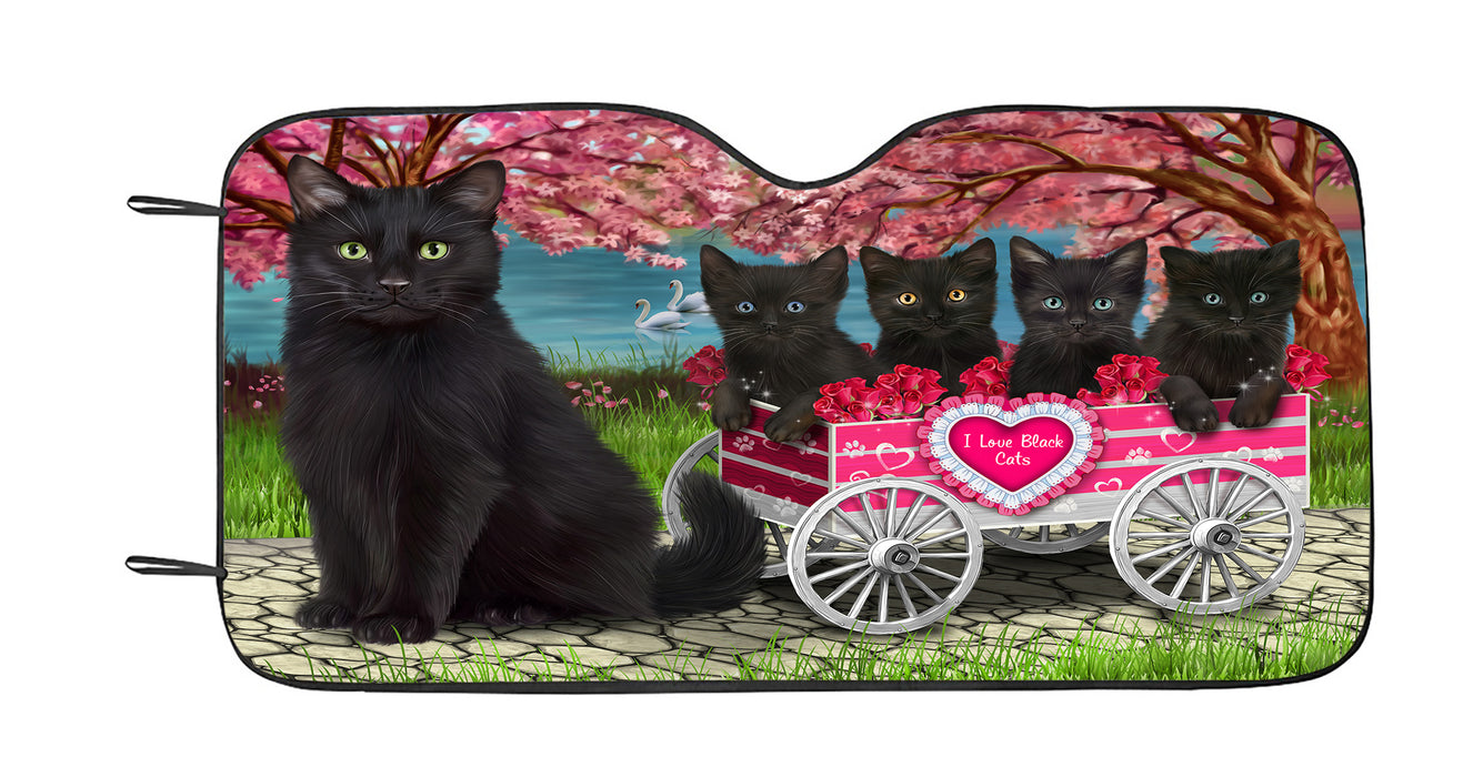 I Love Black Cats in a Cart Car Sun Shade